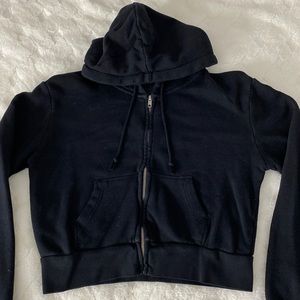 Brandy Melville Set! Cropped black full zip hoodie and black sweatpants!